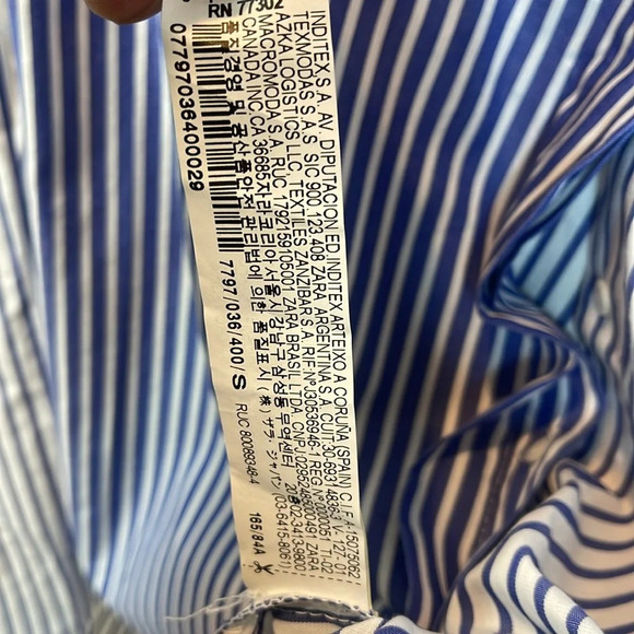 Zara Trf  Blouse Oversized To Striped Classic Button two color Blue. Small - Picture 10 of 11